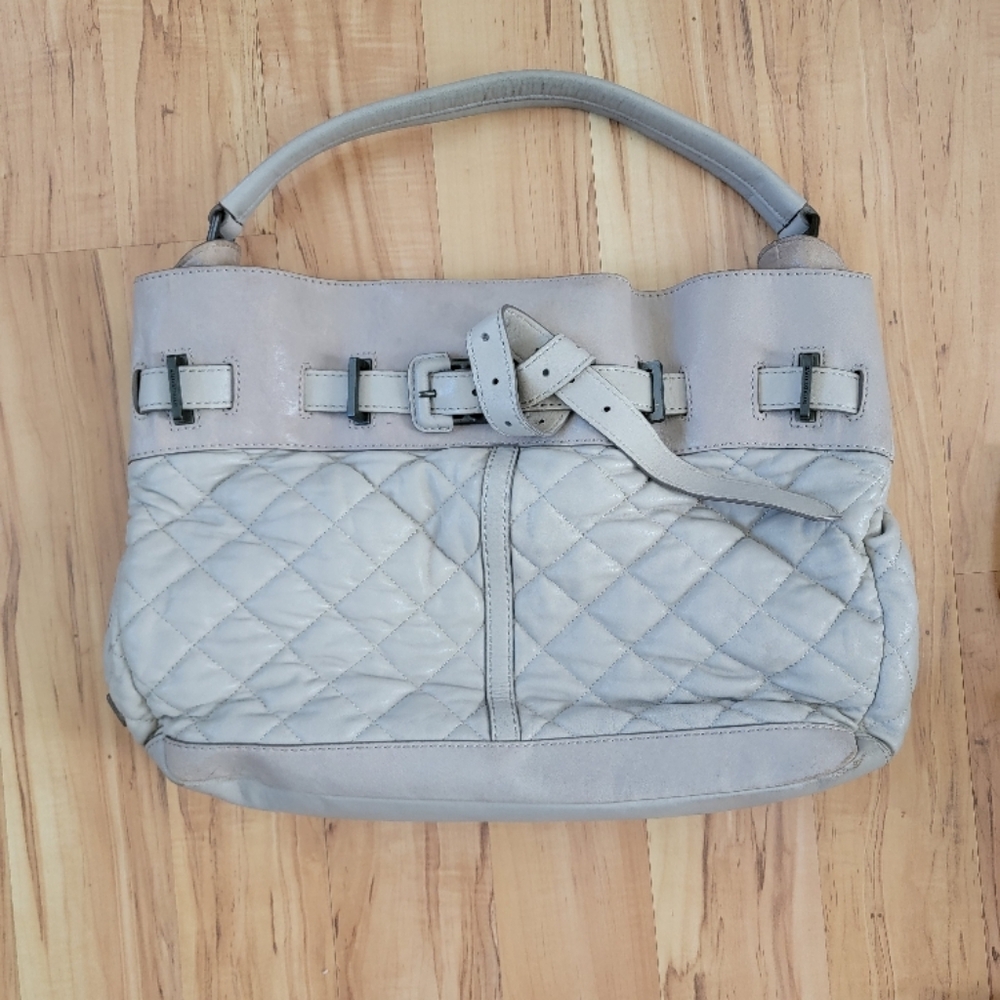 Chic Quilted Gray Handbag